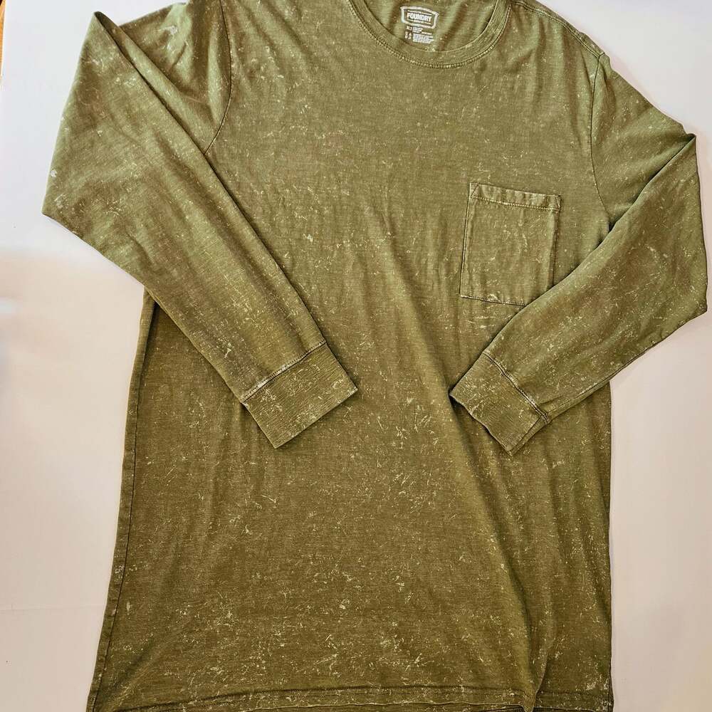 The Foundry Supply Co Men's XLT Long Sleeve Pocket T-Shirt Olive Green Acid Wash